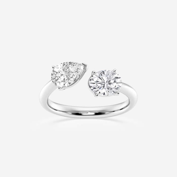 1 1/2 Toi Et Moi Pear and Oval Fashion Ring