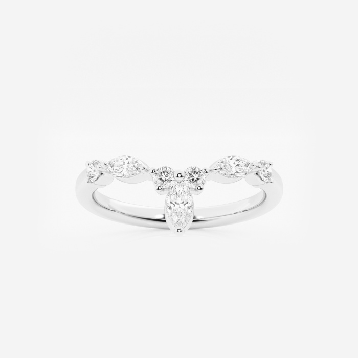 2/5 ctw Round and Marquise Lab Grown Diamond Chevron Stackable Ring
