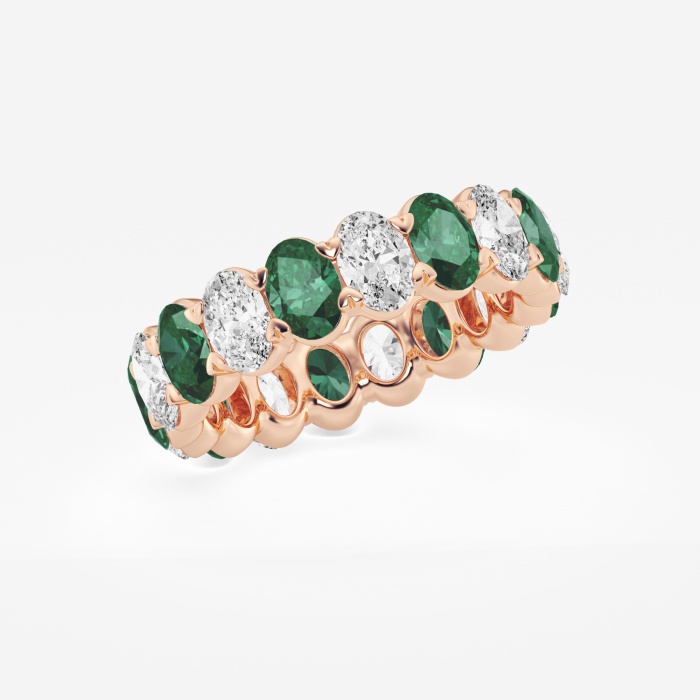 5.4x3.8 mm Oval Cut Created Emerald and 2 5/8 ctw Oval Lab Grown Diamond Eternity Band - 5.5mm Width