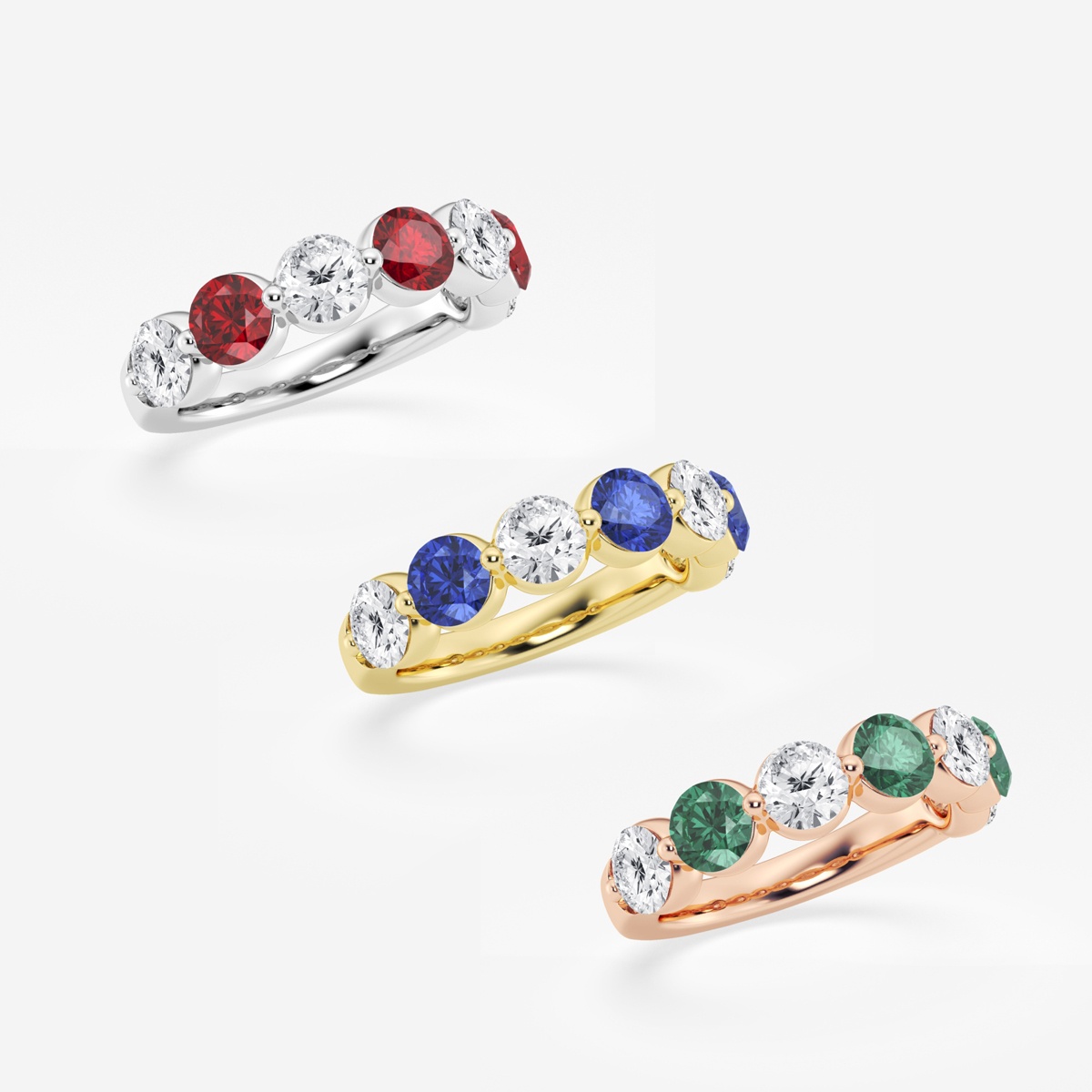 Additional Image 2 for  4.7 mm Round Cut Created Ruby and 1 7/8 ctw Round Lab Grown Diamond Anniversary Band