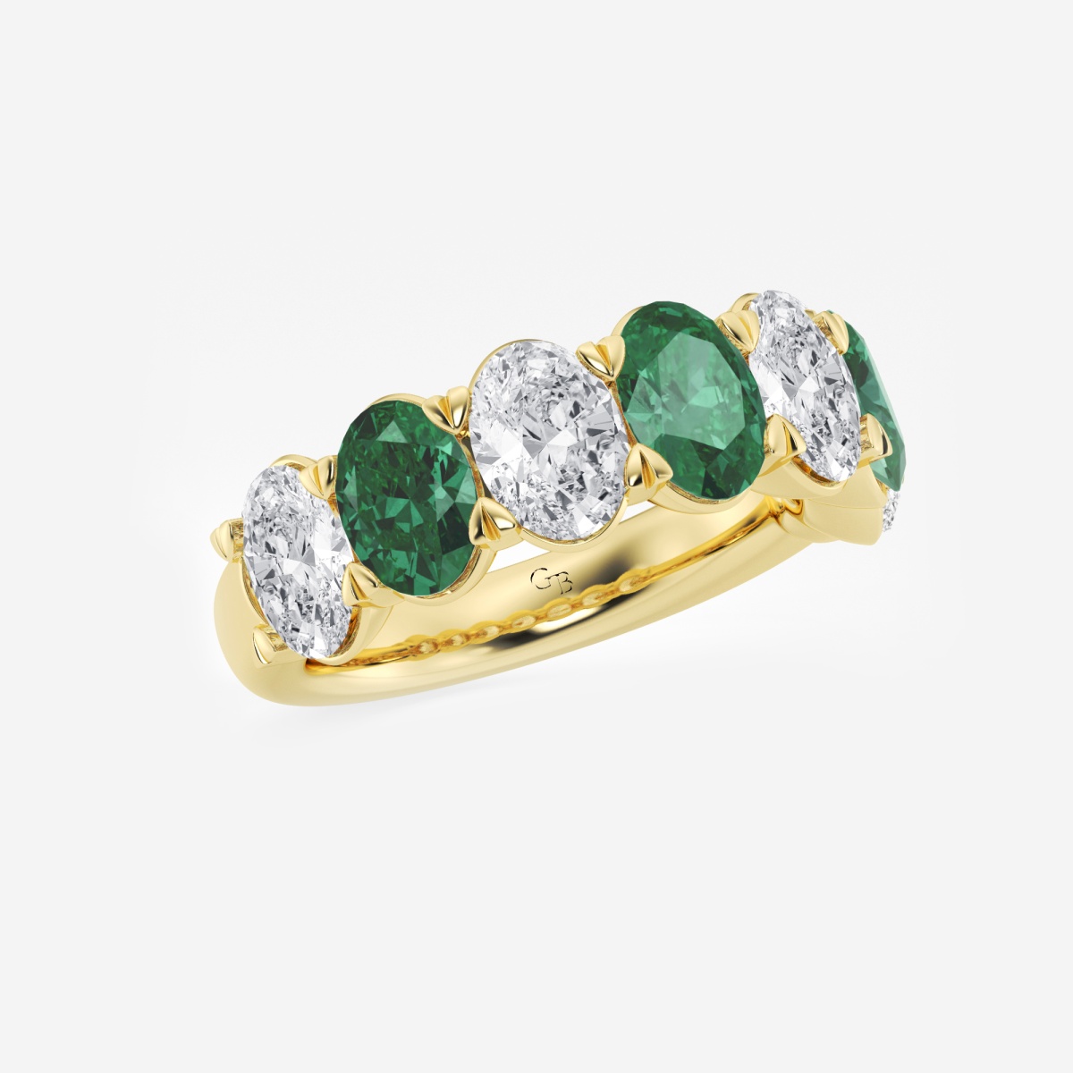 Additional Image 1 for  7x5 mm Oval Cut Created Emerald and 2 7/8 ctw Oval Lab Grown Diamond Anniversary Band
