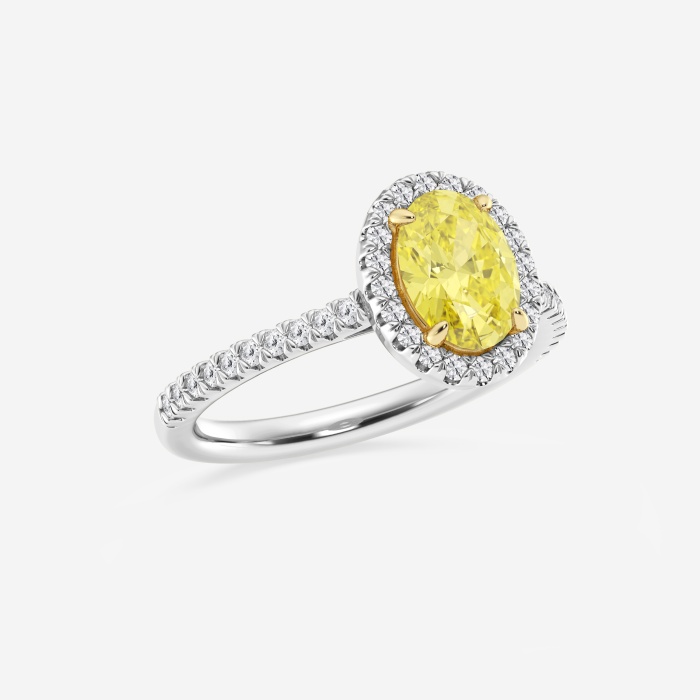 1 3/4 ctw Oval Lab Grown Diamond Fancy Yellow Halo Engagement Ring