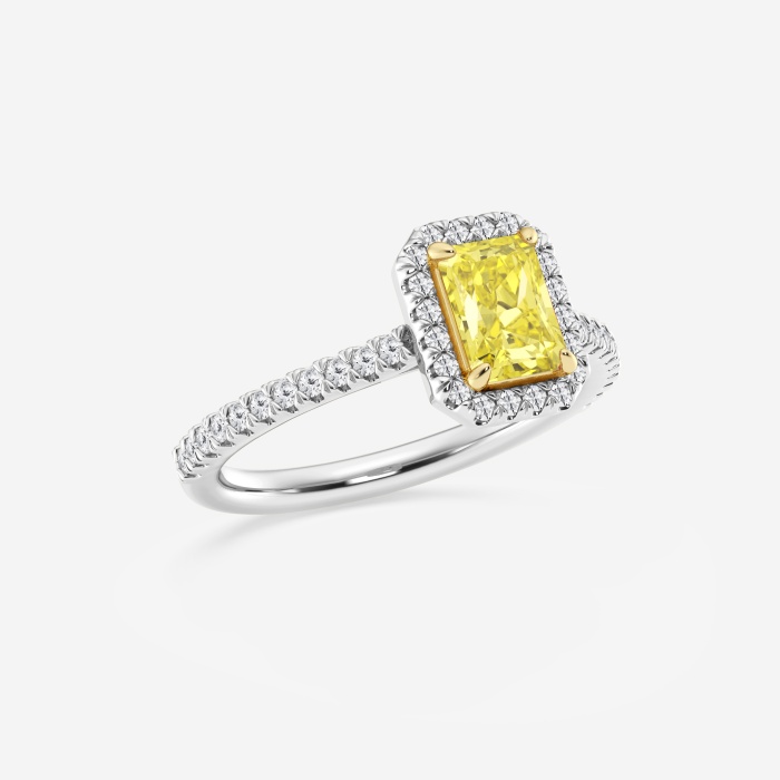 1 1/4 ctw Radiant Lab Grown Diamond Fancy Yellow Halo Engagement Ring