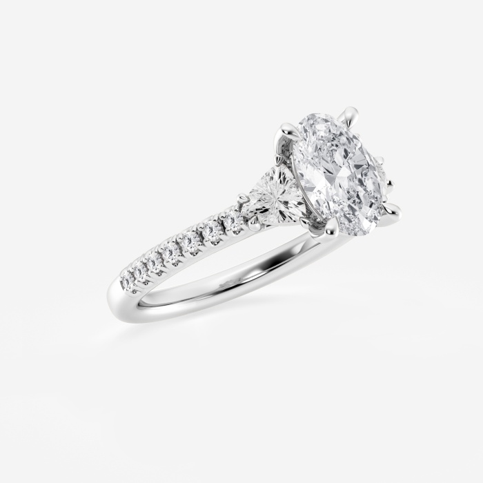 2 3/4 ctw Oval Lab Grown Diamond Three-Stone Engagement Ring with Trillion side stones