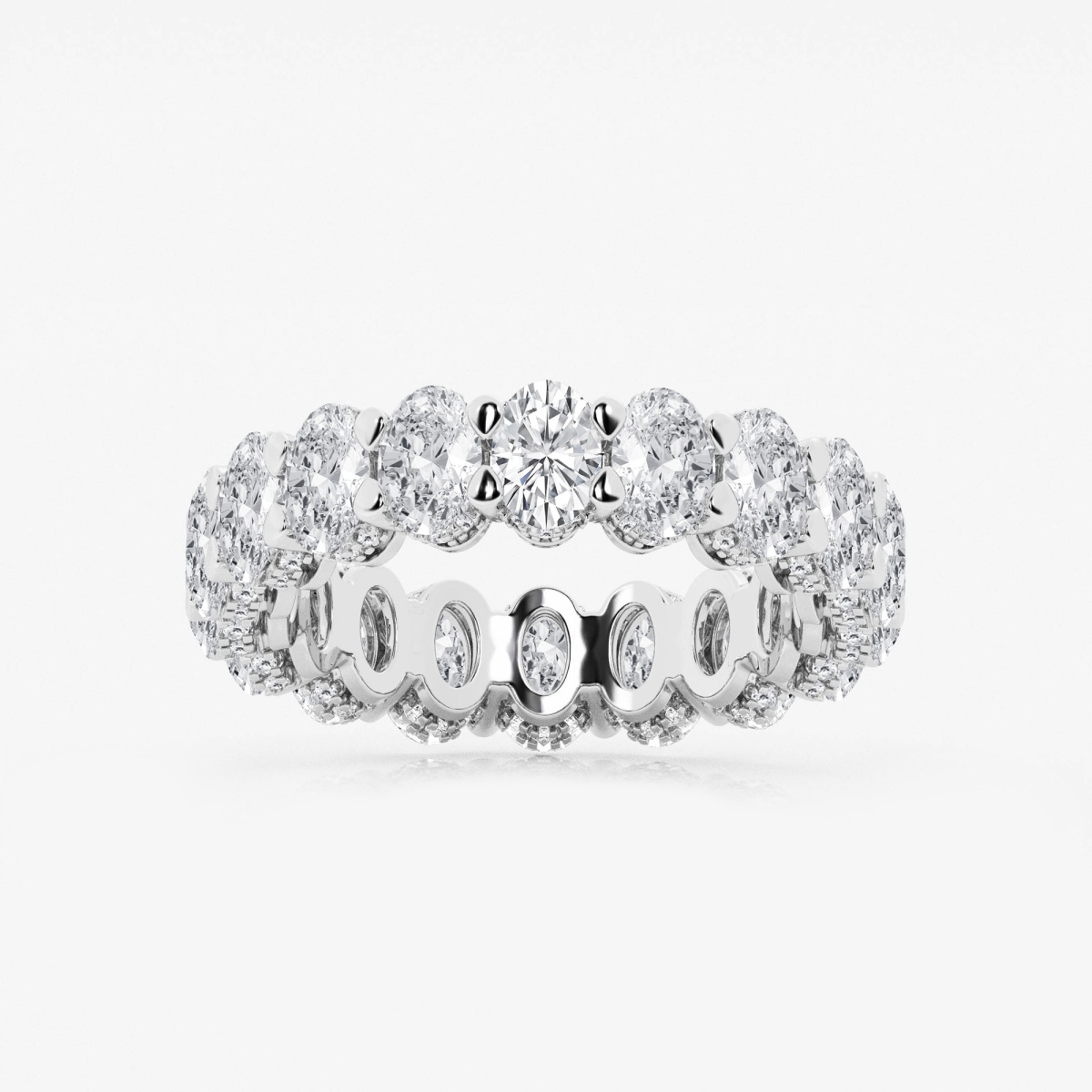6 ctw Oval Lab Grown Diamond Eternity Band With Side Stone Accents - 5.5mm Width
