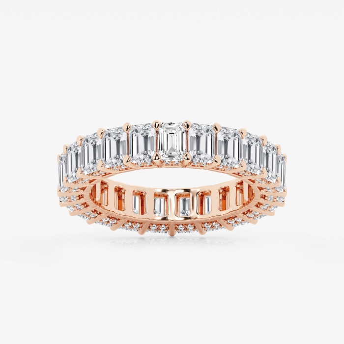6 ctw Emerald Lab Grown Diamond Eternity Band With Side Stone Accents - 4.7mm Width