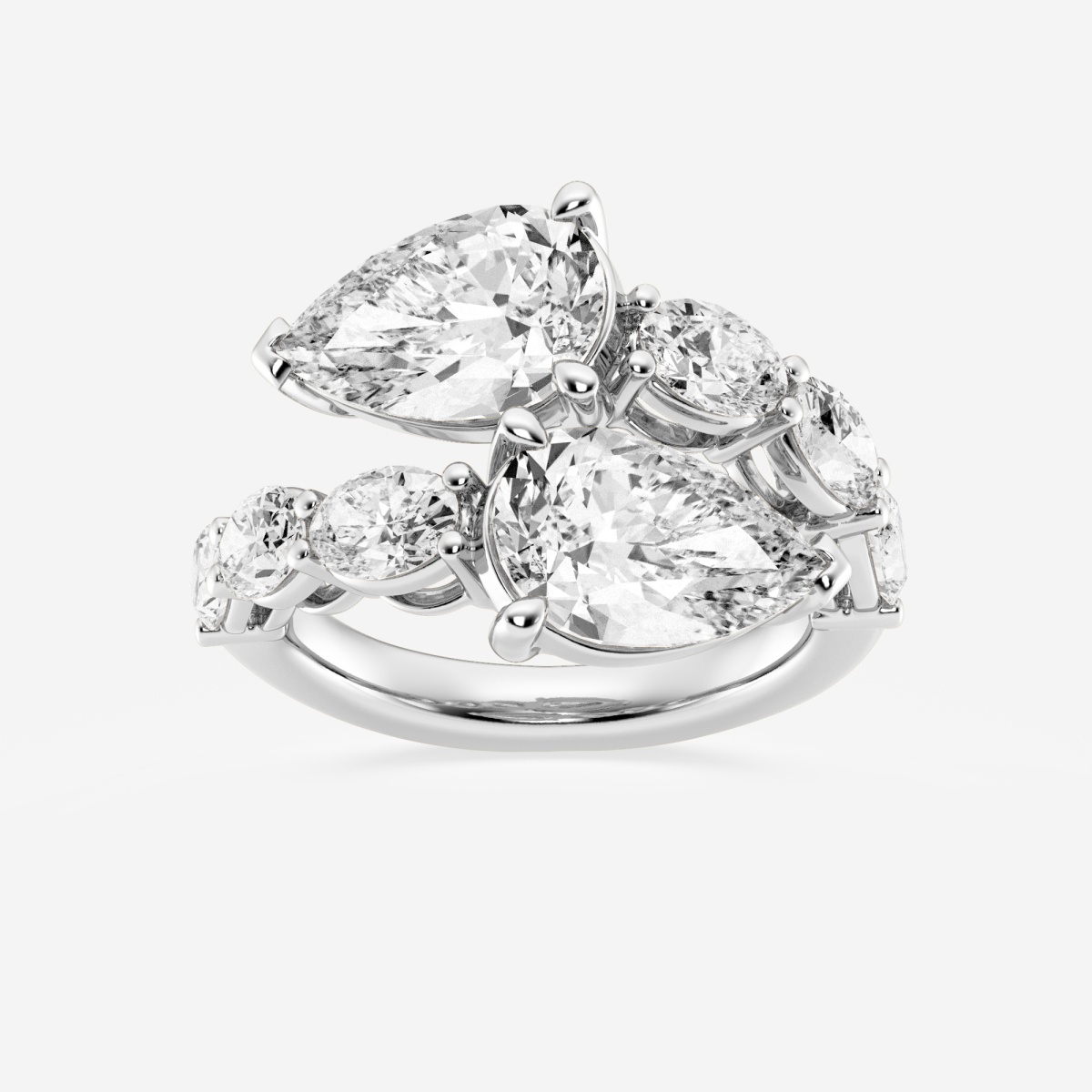 7 3/4 ctw Pear and Oval Lab Grown Diamond Bypass Fashion Ring