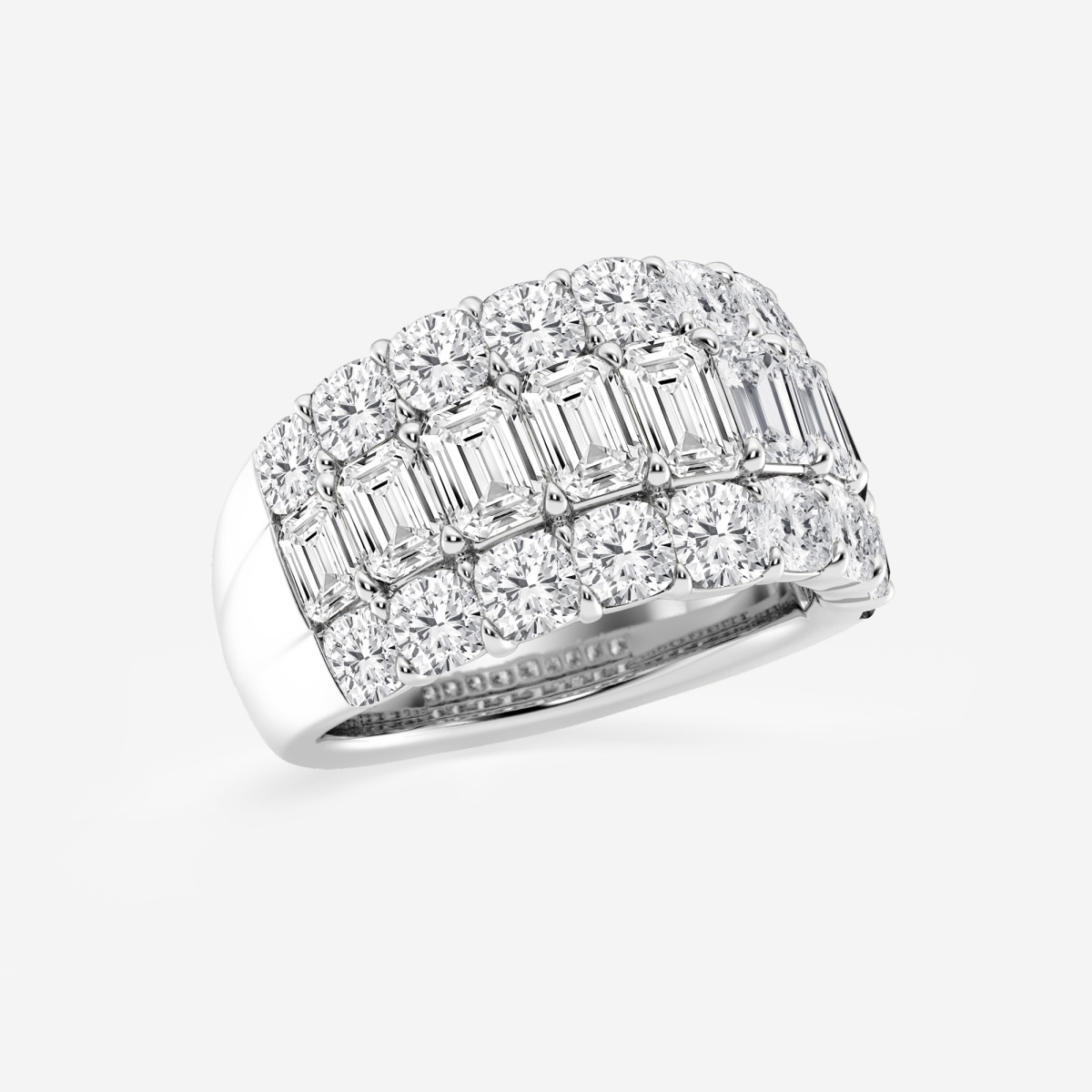 Additional Image 1 for  5 3/4 ctw Emerald and Cushion Lab Grown Diamond Three Row Fashion Band