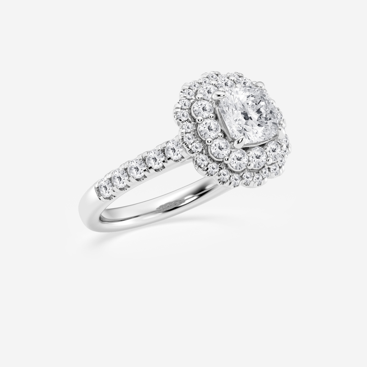 Additional Image 1 for  1 7/8 ctw Cushion Lab Grown Diamond Double Scalloped Halo Engagement Ring