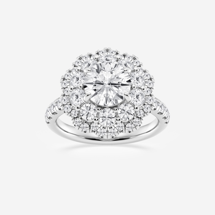 3 3/4 ctw Round Lab Grown Diamond Double Scalloped Halo Engagement Ring