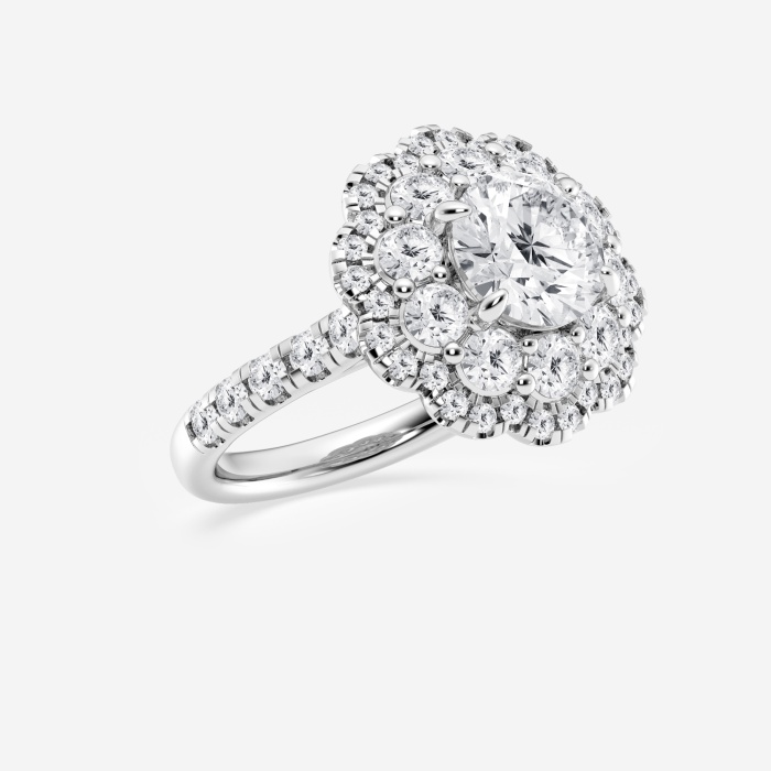 3 3/4 ctw Round Lab Grown Diamond Double Scalloped Halo Engagement Ring
