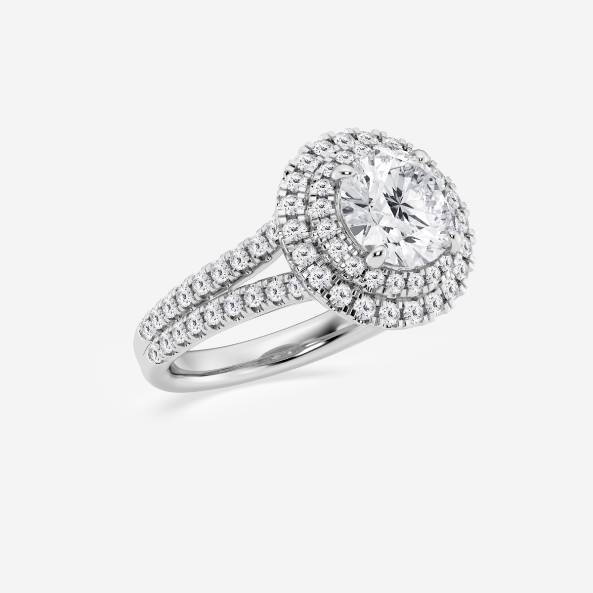 Additional Image 1 for  2 3/4 ctw Round Lab Grown Diamond Split Shank Double Halo Engagement Ring