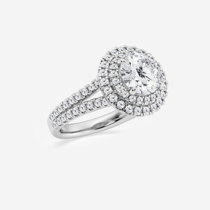 2 3/4 ctw Round Lab Grown Diamond Split Shank Double Halo Engagement Ring