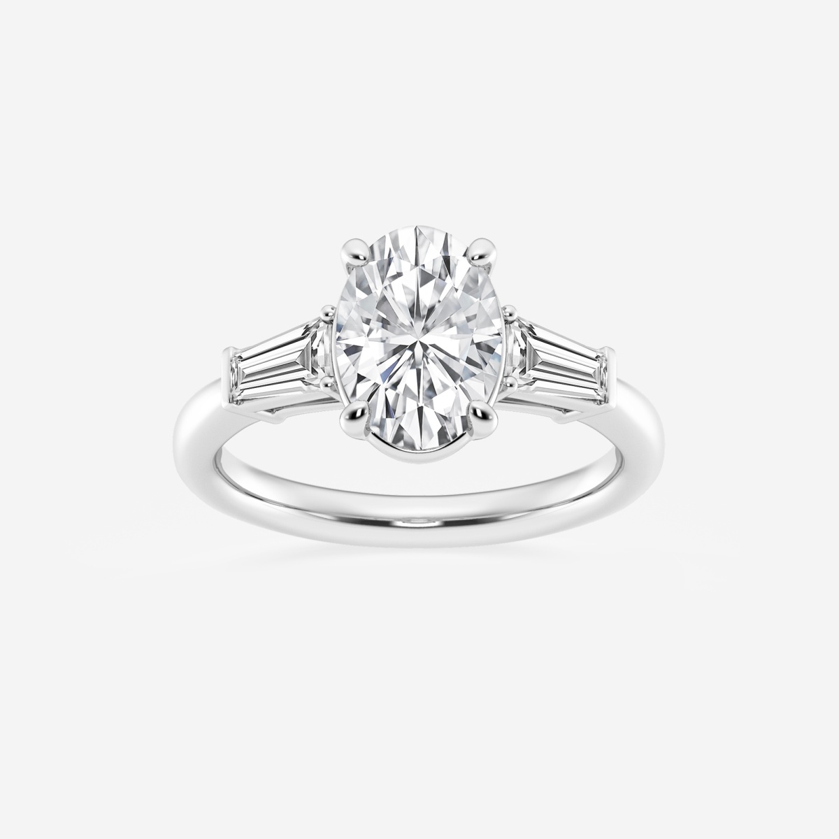 2 1/2 ctw Oval Lab Grown Diamond Solitaire Engagement Ring with Side Accents