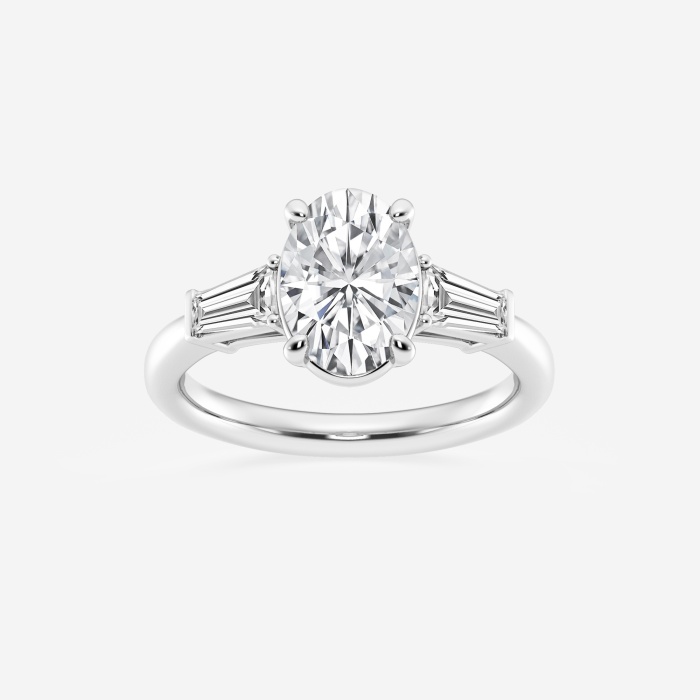 2 1/2 ctw Oval Lab Grown Diamond Solitaire Engagement Ring with Side Accents