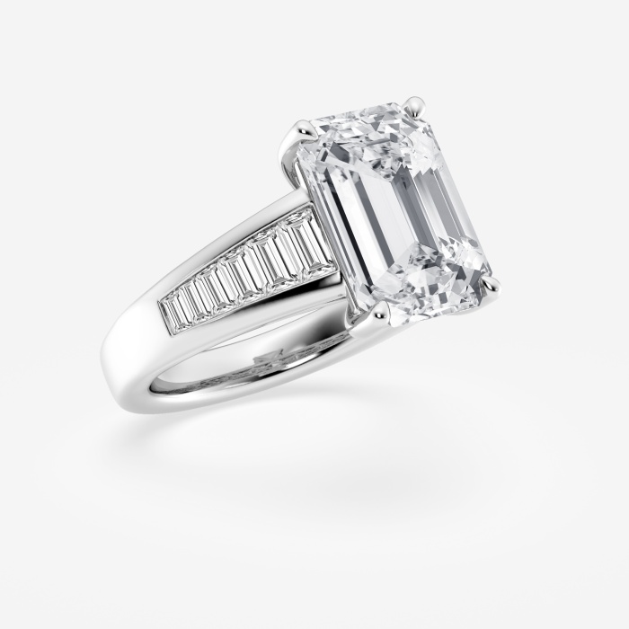6 3/4 ctw Emerald Lab Grown Diamond Solitaire Engagement Ring with Graduated Side Accents