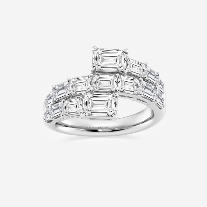 4 ctw Emerald Lab Grown Diamond Bypass Fashion Ring