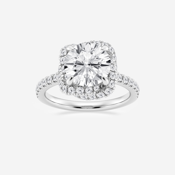 3 3/4 ctw Round Lab Grown Diamond Braided Halo Engagement Ring with Micro Pave Shank