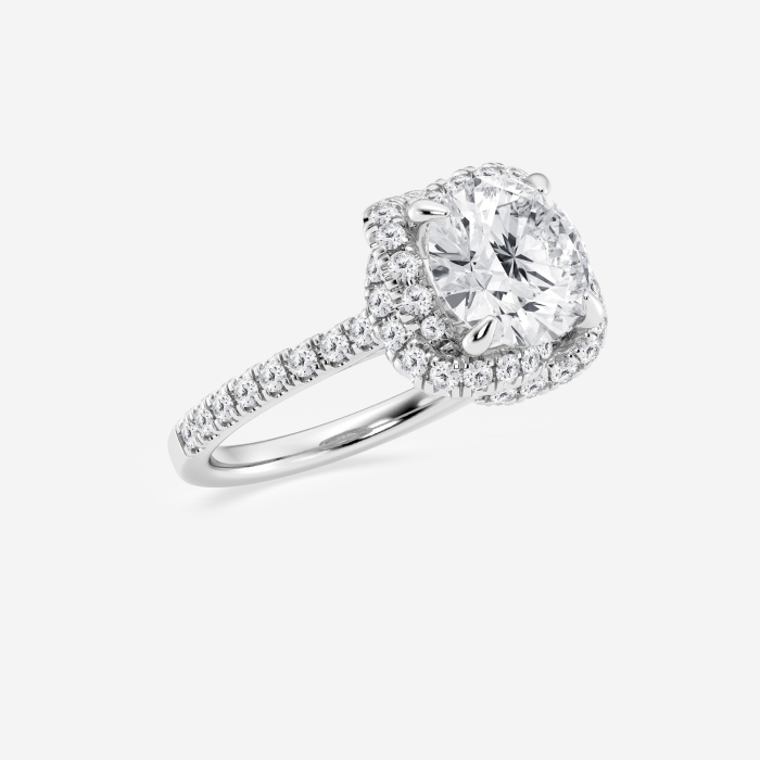 3 3/4 ctw Round Lab Grown Diamond Braided Halo Engagement Ring with Micro Pave Shank