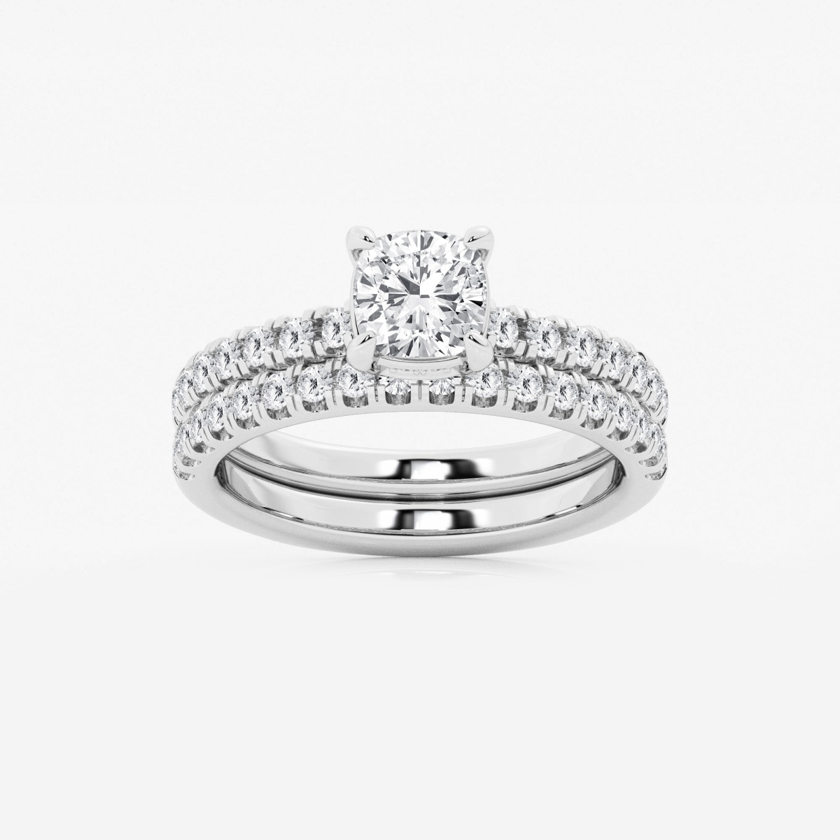 1 3/4 ctw Cushion Lab Grown Diamond Hidden Halo Bridal Set