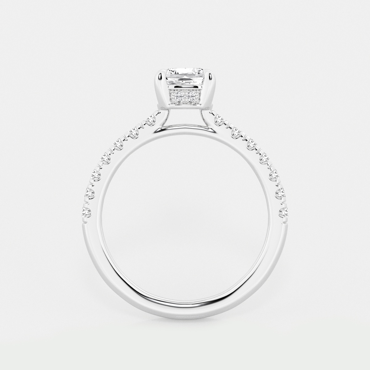 Additional Image 1 for  1 3/4 ctw Cushion Lab Grown Diamond Hidden Halo Bridal Set
