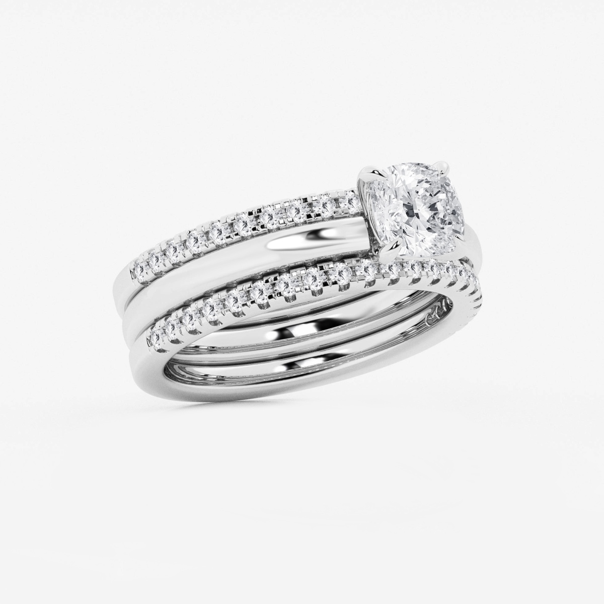 Additional Image 1 for  1 1/2 ctw Cushion Lab Grown Diamond Double Band Bridal Set