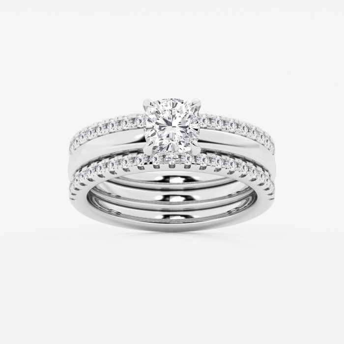 1 1/2 ctw Cushion Lab Grown Diamond Double Band Bridal Set