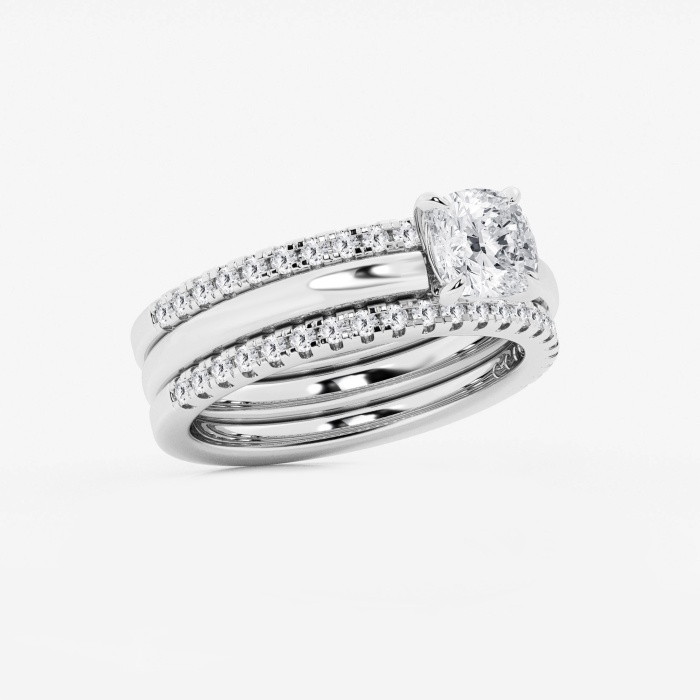 1 1/2 ctw Cushion Lab Grown Diamond Double Band Bridal Set