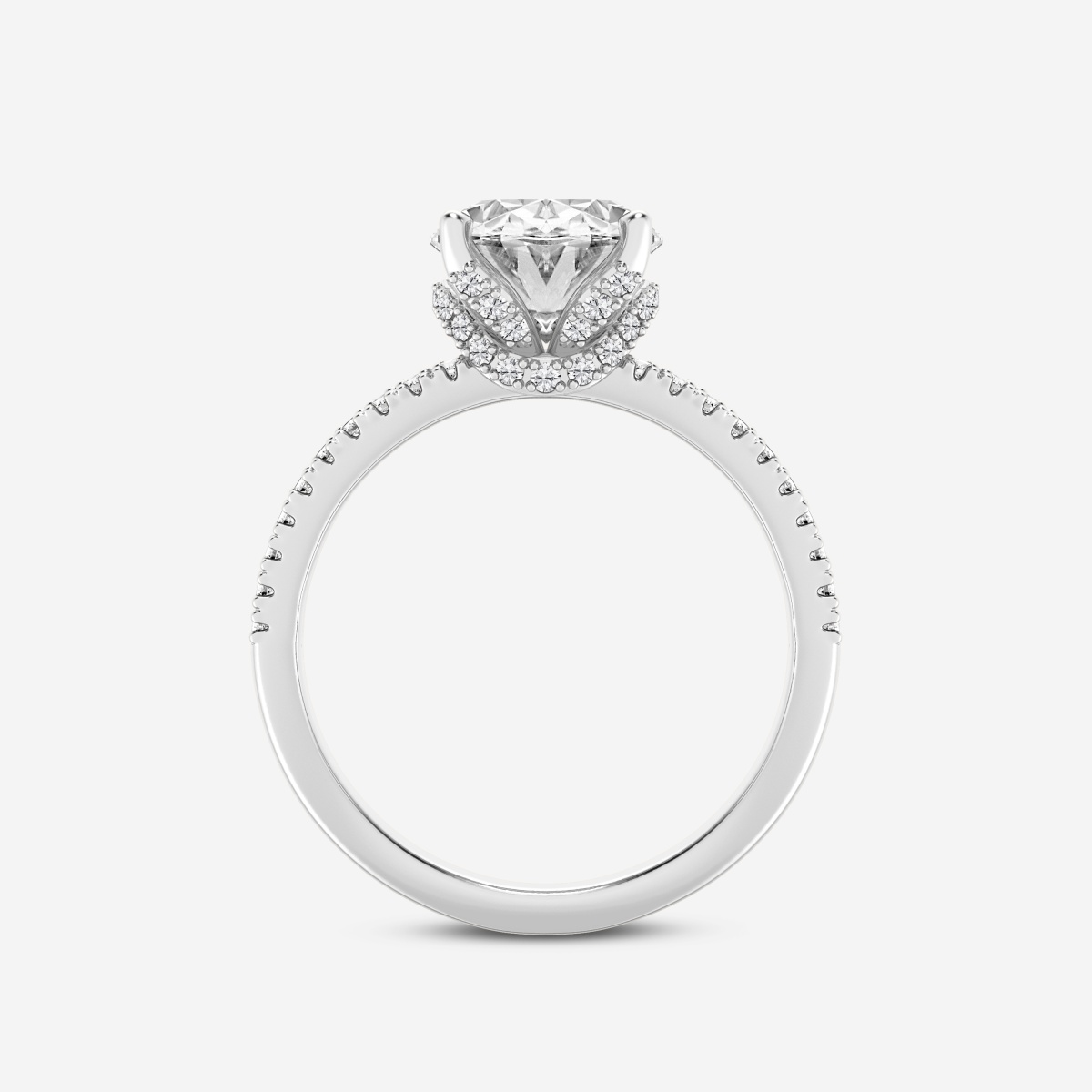 Additional Image 1 for  4 2/5 ctw Oval Lab Grown Diamond Split Shank Draped Hidden Halo Engagement Ring