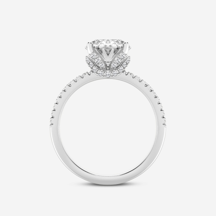 4 2/5 ctw Oval Lab Grown Diamond Split Shank Draped Hidden Halo Engagement Ring
