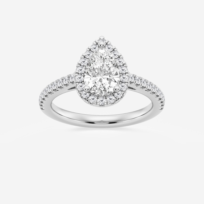 1 1/3 ctw Pear Lab Grown Diamond French Pave Halo Engagement Ring