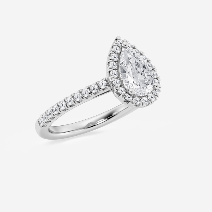 1 1/3 ctw Pear Lab Grown Diamond French Pave Halo Engagement Ring