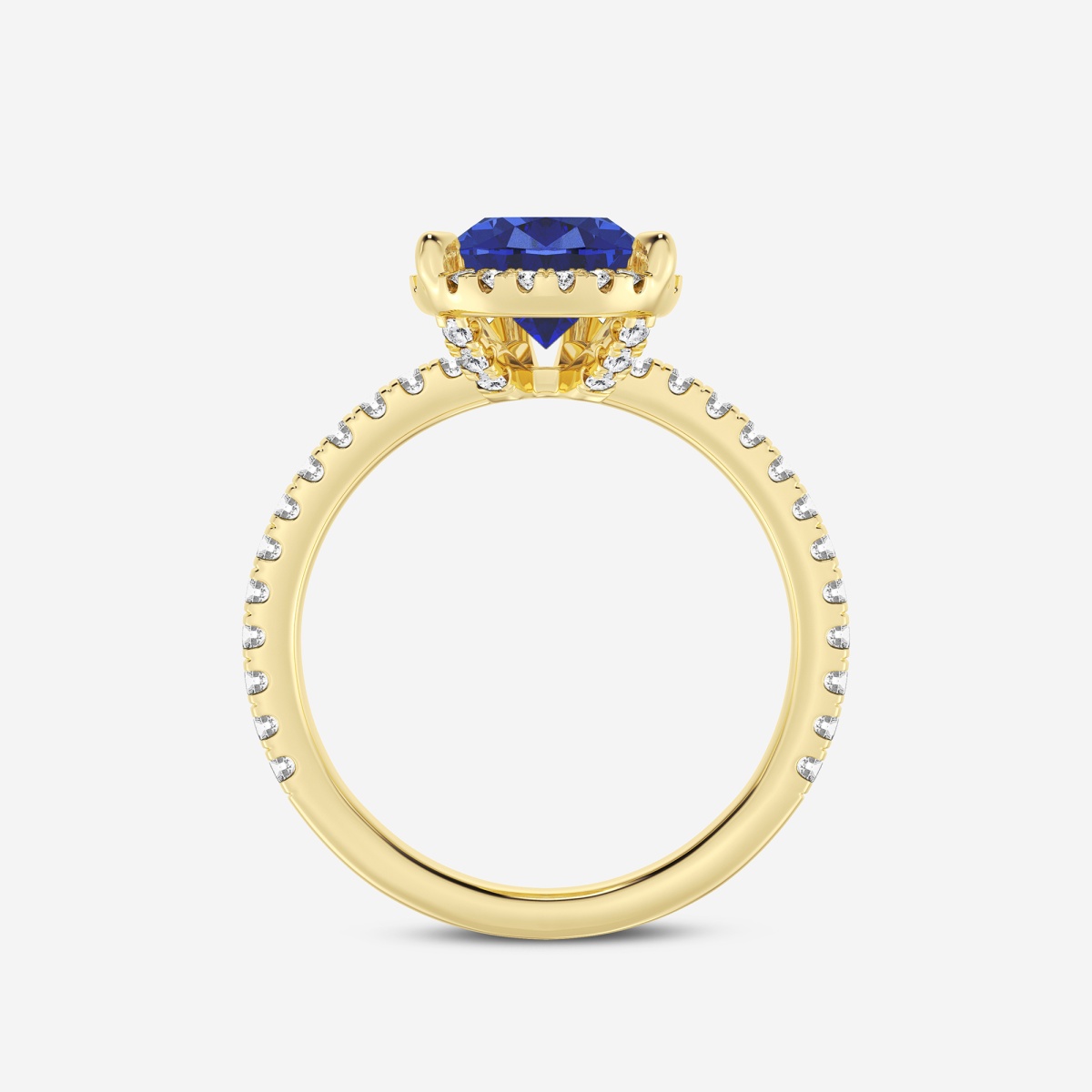 Additional Image 1 for  12x7 Pear Cut Sapphire and Round Lab Grown Diamond Halo Engagement Ring