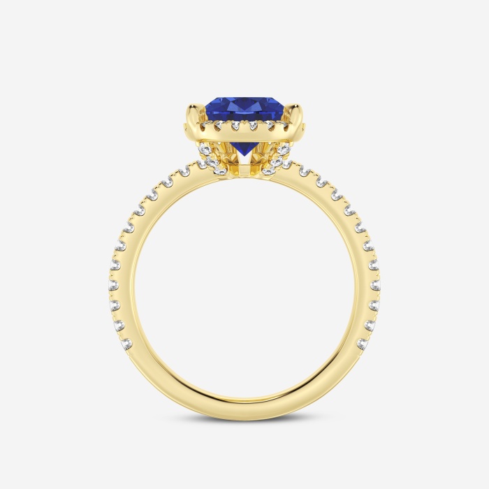 12x7 Pear Cut Sapphire and Round Lab Grown Diamond Halo Engagement Ring