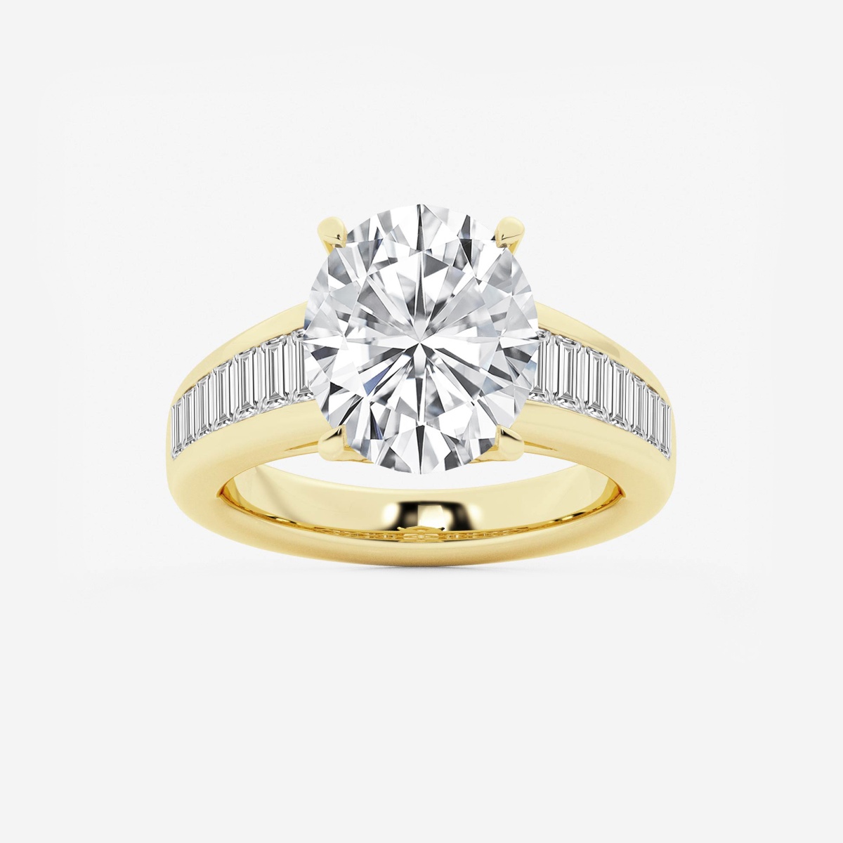 5 3/4 ctw Oval Lab Grown Diamond Solitaire Engagement Ring with Graduated Side Accents