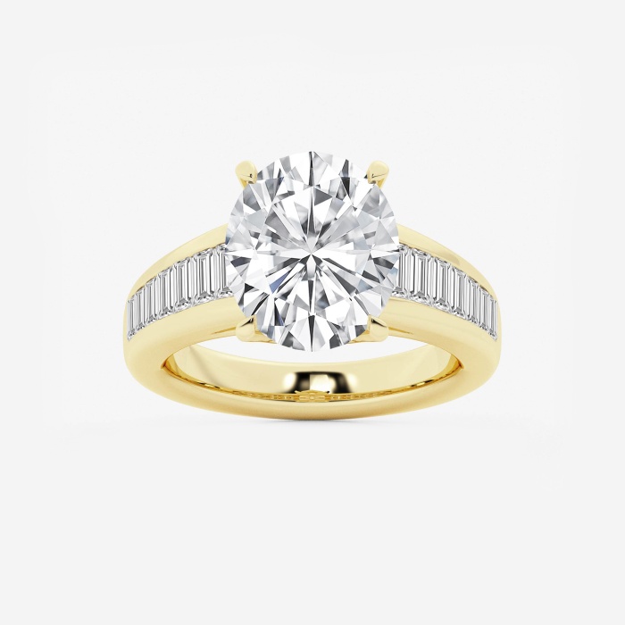 5 3/4 ctw Oval Lab Grown Diamond Solitaire Engagement Ring with Graduated Side Accents