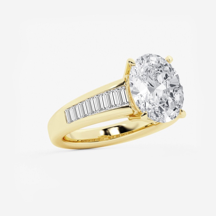 5 3/4 ctw Oval Lab Grown Diamond Solitaire Engagement Ring with Graduated Side Accents