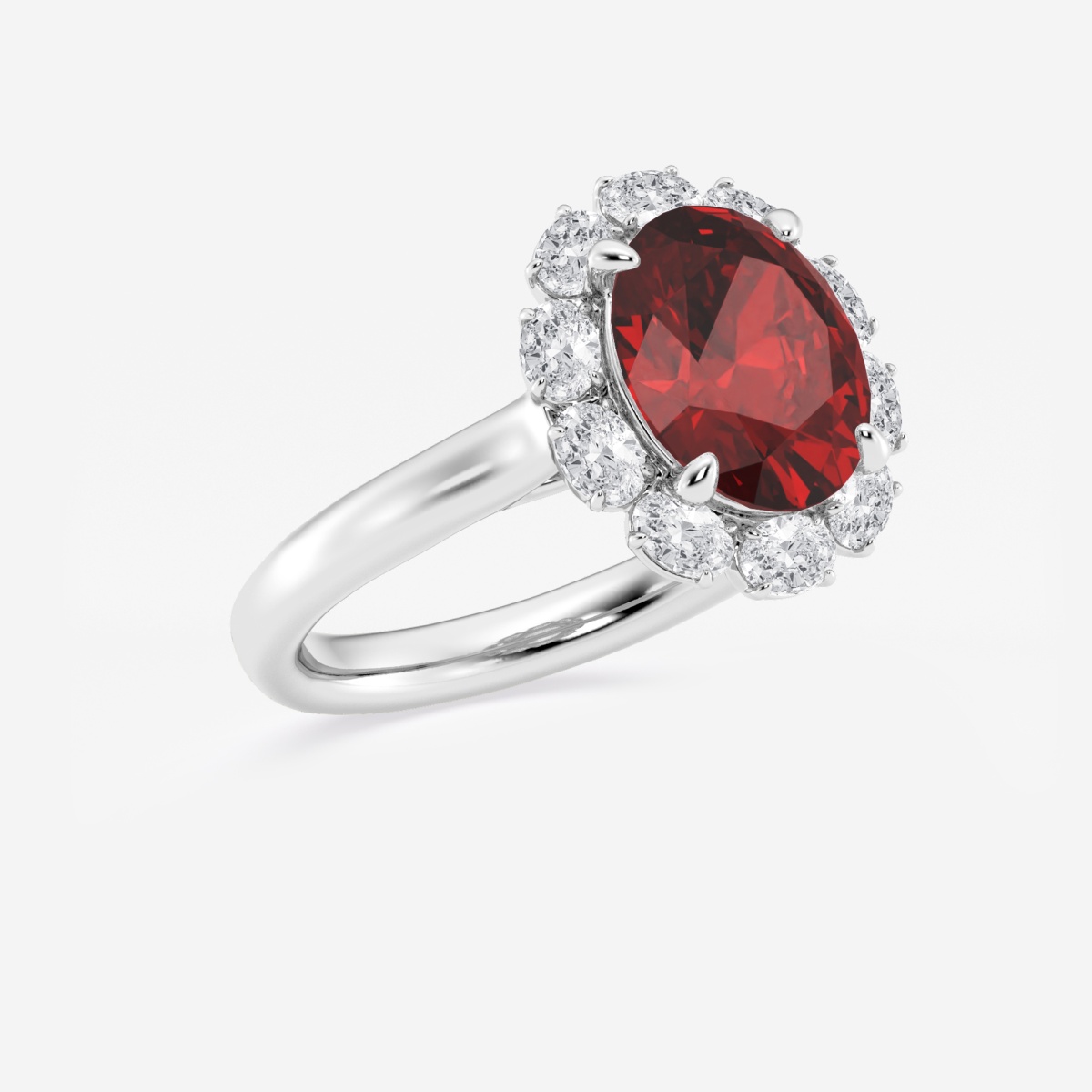Additional Image 1 for  3 1/8 ctw Oval Cut Ruby and Oval Lab Grown Diamond Halo Engagement Ring