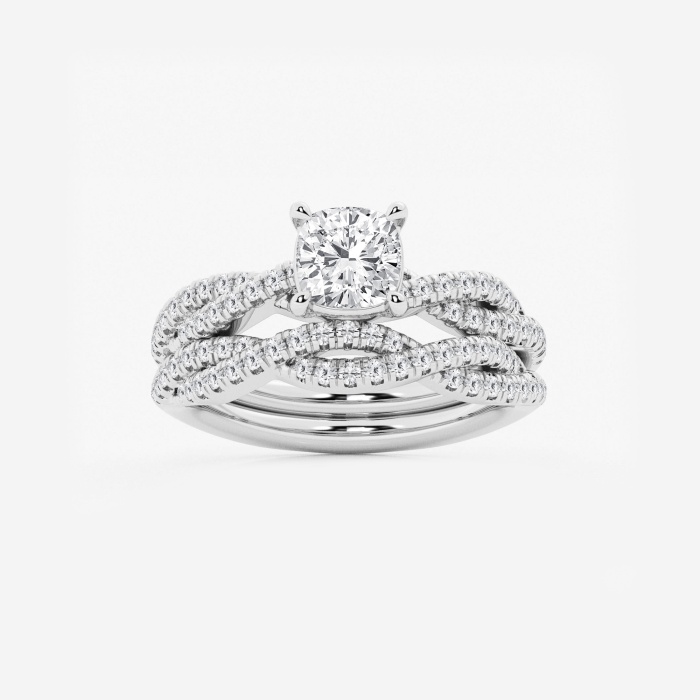 1 1/2 ctw Cushion Lab Grown Diamond Woven Bridal Set