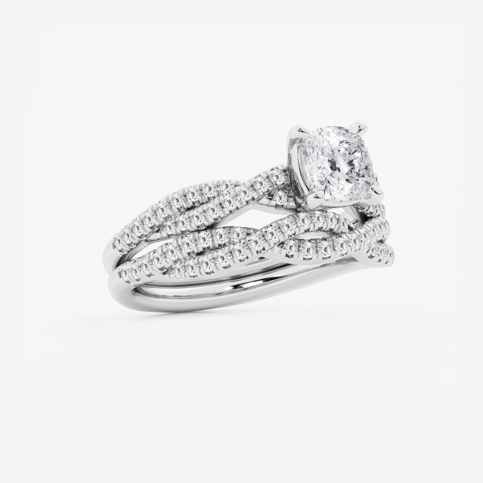 1 1/2 ctw Cushion Lab Grown Diamond Woven Bridal Set