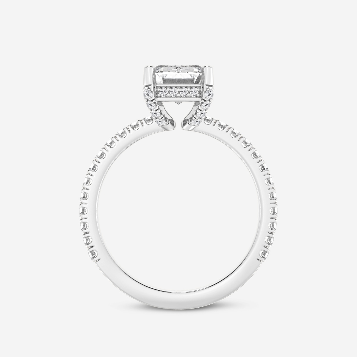 Additional Image 1 for  3 2/5 ctw Emerald Lab Grown Diamond Hidden Halo Engagement Ring