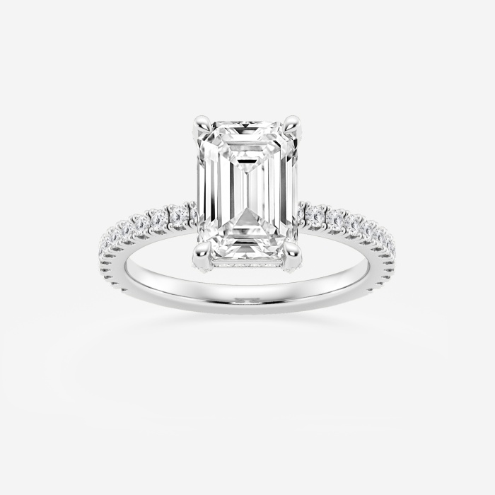 3 2/5 ctw Emerald Lab Grown Diamond Hidden Halo Engagement Ring