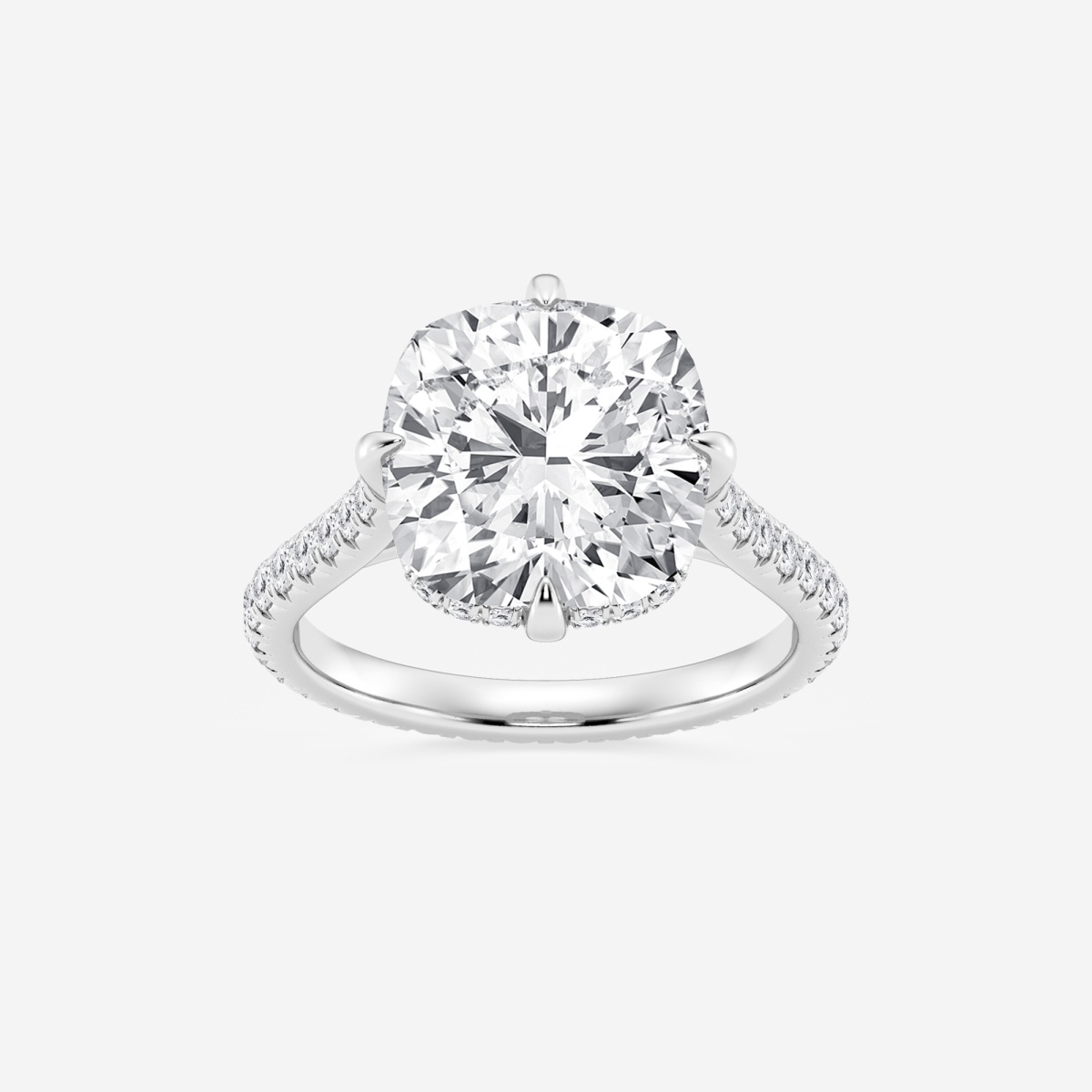 6 2/3 ctw Old Mine Cut Lab Grown Diamond Hidden Halo Engagement Ring