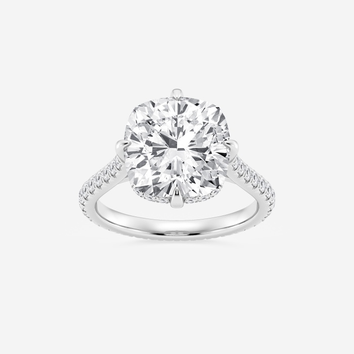 6 2/3 ctw Old Mine Cut Lab Grown Diamond Hidden Halo Engagement Ring