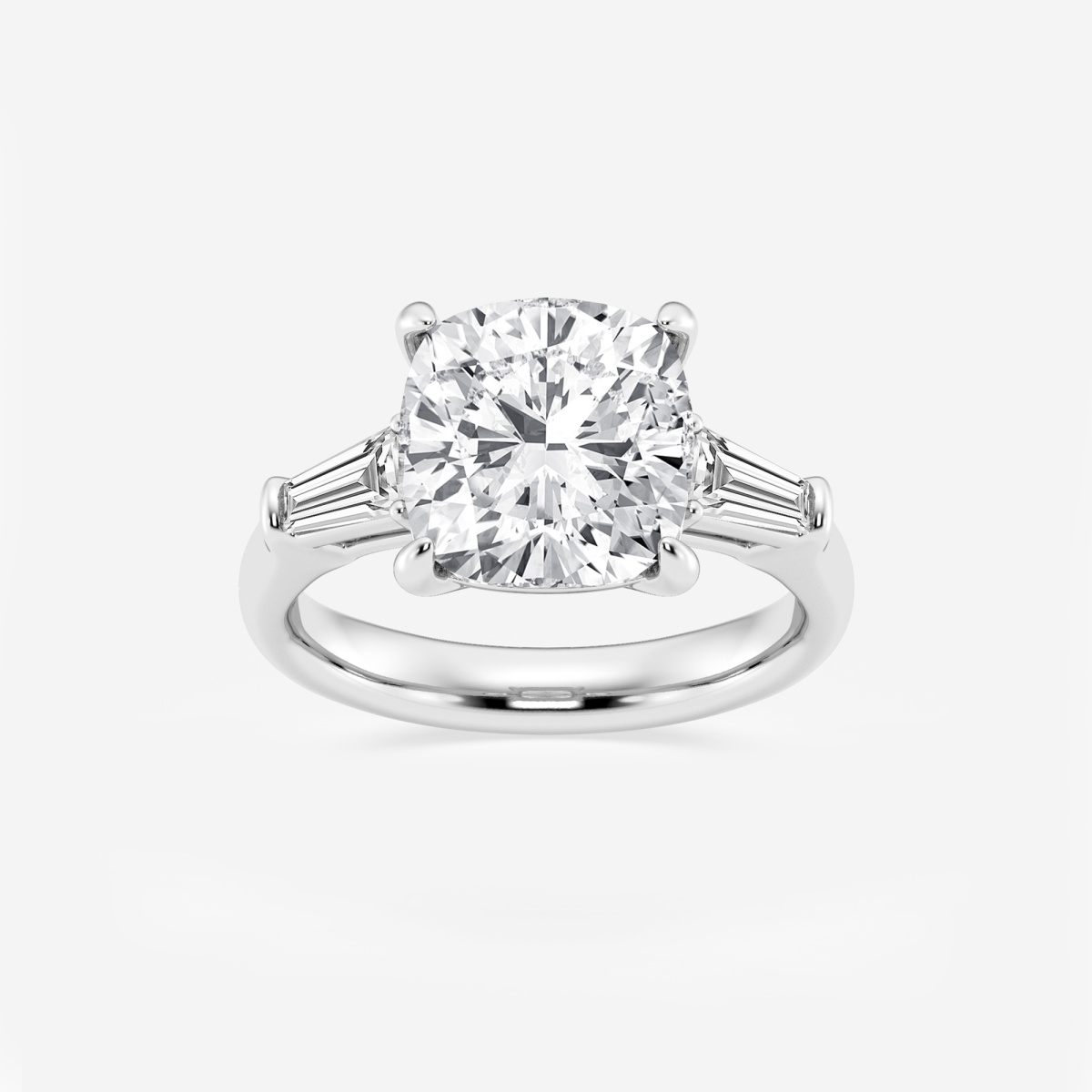 5 ctw Old Mine Cut Lab Grown Diamond Solitaire Engagement Ring with Side Accents