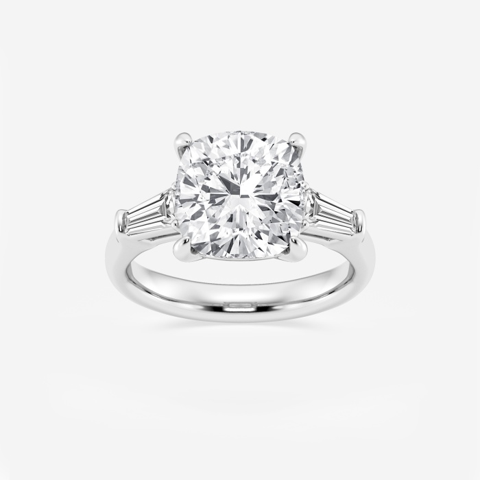 5 ctw Old Mine Cut Lab Grown Diamond Solitaire Engagement Ring with Side Accents