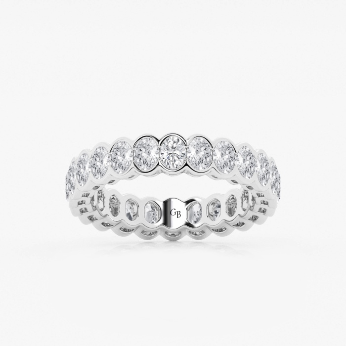 2 ctw Oval Lab Grown Diamond Half Bezel Eternity Band - 4.3mm Width