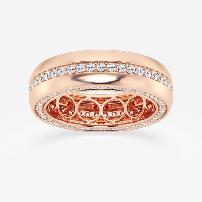 1 1/2 ctw Round Lab Grown Side Diamond Eternity Band - 8mm Width