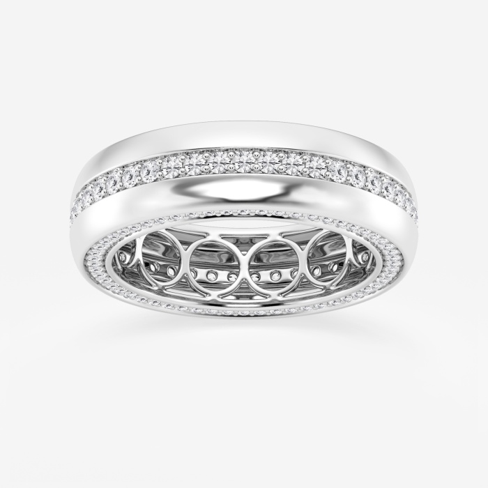 1 1/2 ctw Round Lab Grown Side Diamond Eternity Band - 8mm Width