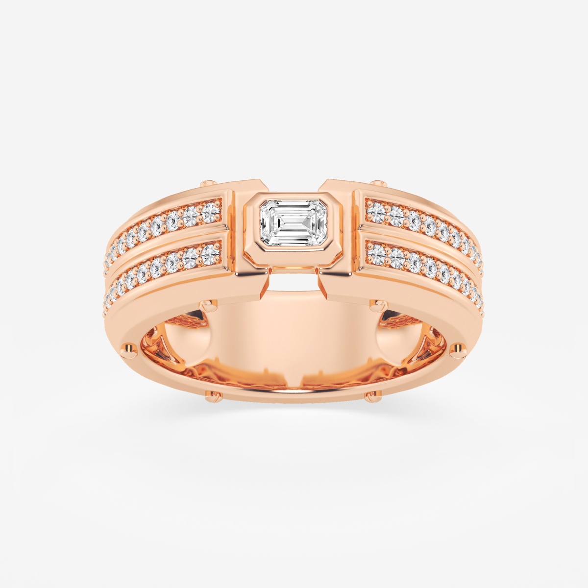 2/3 ctw Emerald Lab Grown Diamond East-West Solitaire Wedding Band
